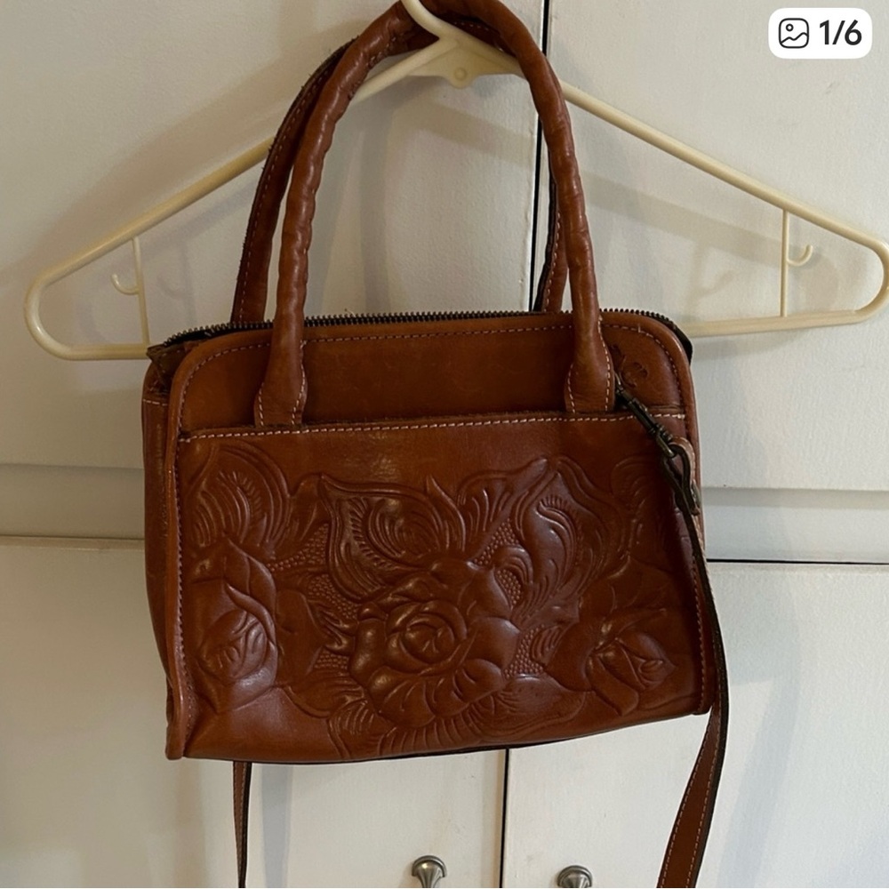 Patricia Nash Brown Floral Embossed Shoulder Bag